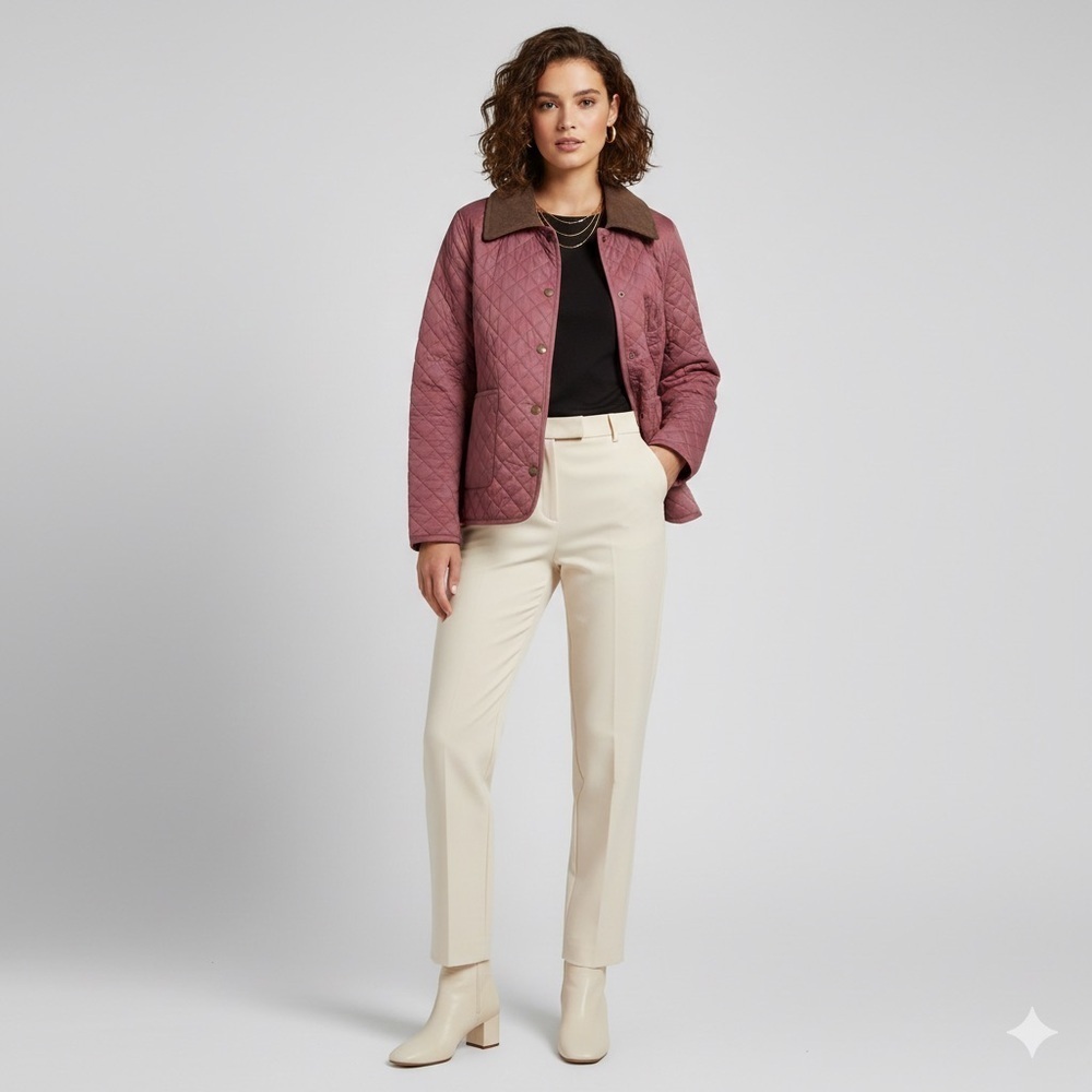 Bagatelle Quilted Snap-Front Lightweight Jacket SMALL Muted Berry Tone Preppy